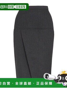 FENDI 女士半身裙 FQ7590ASZ3F0GME AW2024 黑色 细条纹羊毛半身