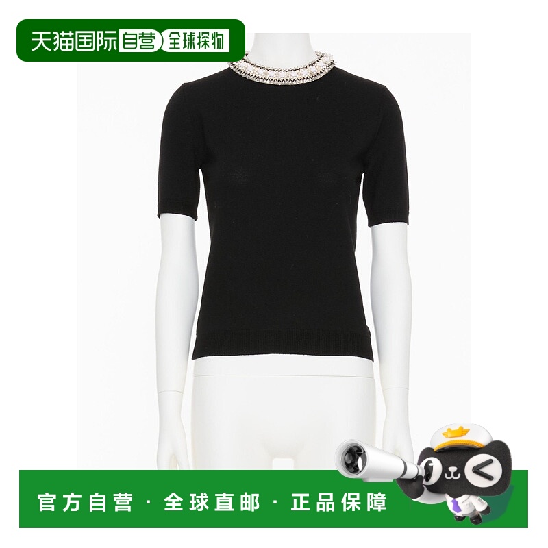 1h可退 VALENTINO 女士针织衫 BKC63I96A0NO CO 黑色 刺绣羊毛毛