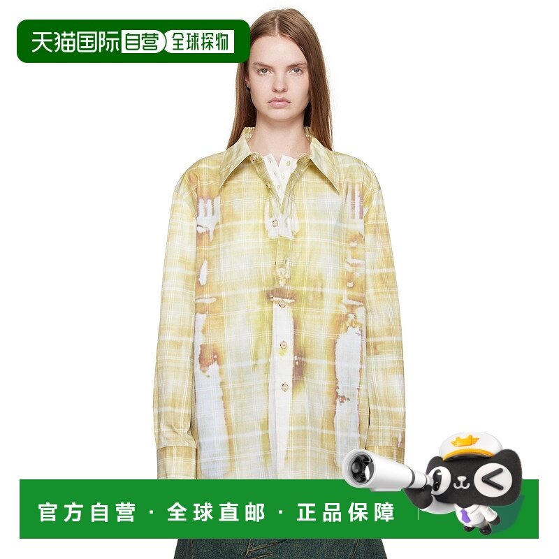 潮奢 Andersson Bell 女士 黄色 Trompe L'Oeil Printed Check 衬