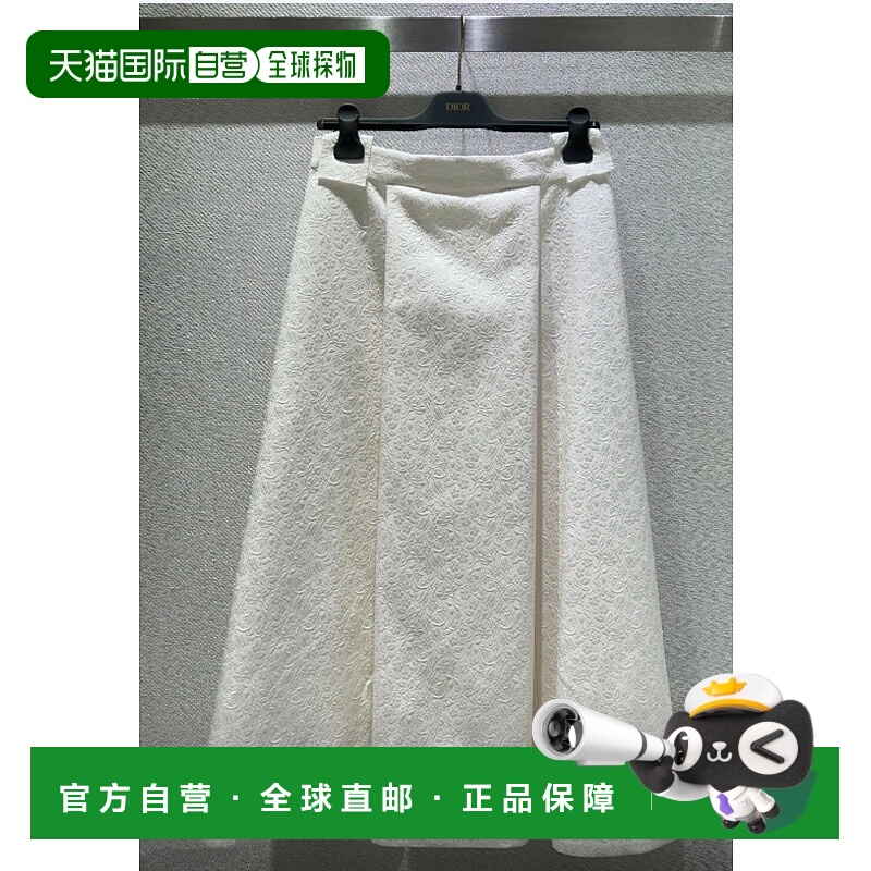 1h可退 DIOR 女士半身裙 611J19A3B84X0200 SS2025 白色 皱褶细节