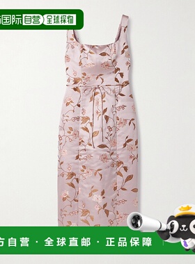 1h可退 潮奢 Staud 女士 Zoe 花朵图案织锦中长连衣裙 R25F2244BJ