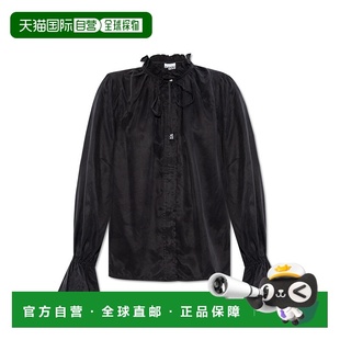 GANNI 女士衬衫 W08567071099 AW2025 黑色 Ruffled shirt