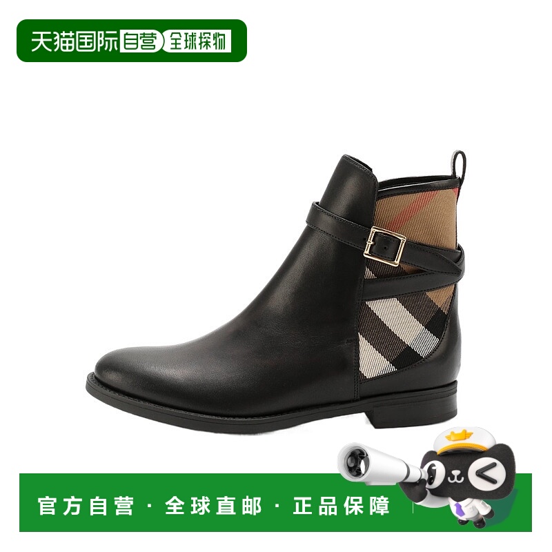 BURBERRY 女士高跟鞋 39058811 AW2021 黑色 短款徽标短筒靴