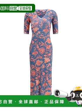 1h可退 潮奢 Etro 艾特罗 女士 V領印花中長連身裙 WRHA014599SAS