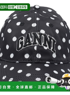 GANNI 女士帽子 B3020038099 SS2026 黑色 PRINTED NYLON CAP