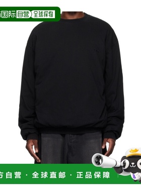 WE11DONE 男士针织毛衣 WDTS224785UBK AW2024 黑色 徽标圆领卫衣