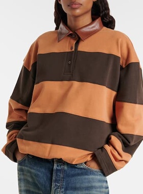 潮奢 Acne Studios 艾克妮 女士 Folio polo 条纹棉质抓绒卫衣 AI