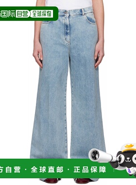 1h可退 潮奢 Lanvin 朗雯 女士 蓝色 Wide-Leg Cuffed 牛仔裤 RWT