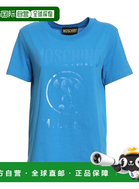 1h可退 MOSCHINO 女士T恤 071805410317 SS2022 浅蓝色 Logo prin