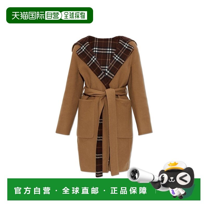1h可退 潮奢 Burberry 巴宝莉 女士 格紋連帽繫帶雙面大衣 811566,男装,毛呢大衣,淘宝优惠券,粉丝福利购,淘宝优惠卷