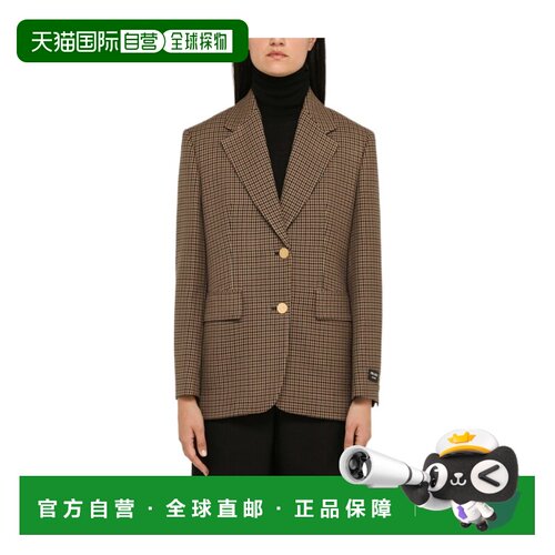 PRADA 女士西服 P524OE13GOF0005 AW2023 棕色 千鸟格西装外套