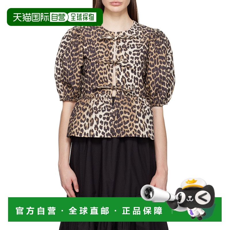 1小时内可退 GANNI 女士衬衫 F9116943 SS2025 花色 Puffed sleev