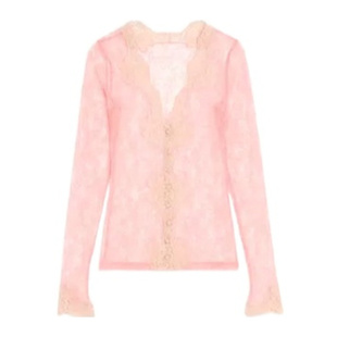 长袖 VALENTINO 蕾丝上衣 粉红色 SS2026 女士针织衫 BMV00YA7A4JP