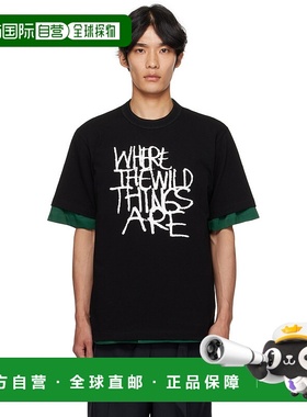 1h可退 潮奢 Sacai 男士 黑色 Where The Wild Things Are 系列 T