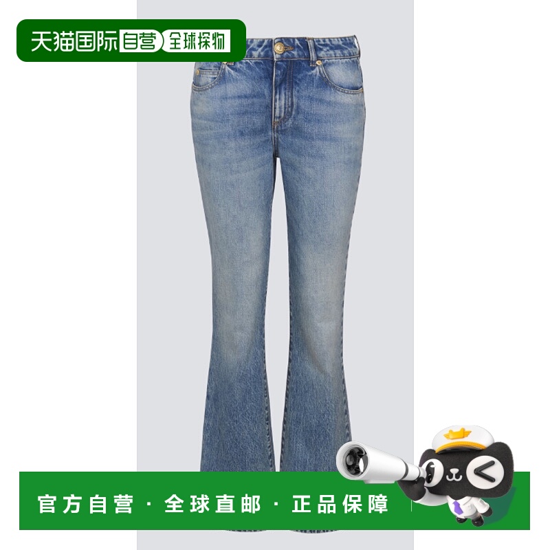 1h可退 BALMAIN 女士牛仔裤 EF1MJ130DF246FF SS2025 蓝色 Flare