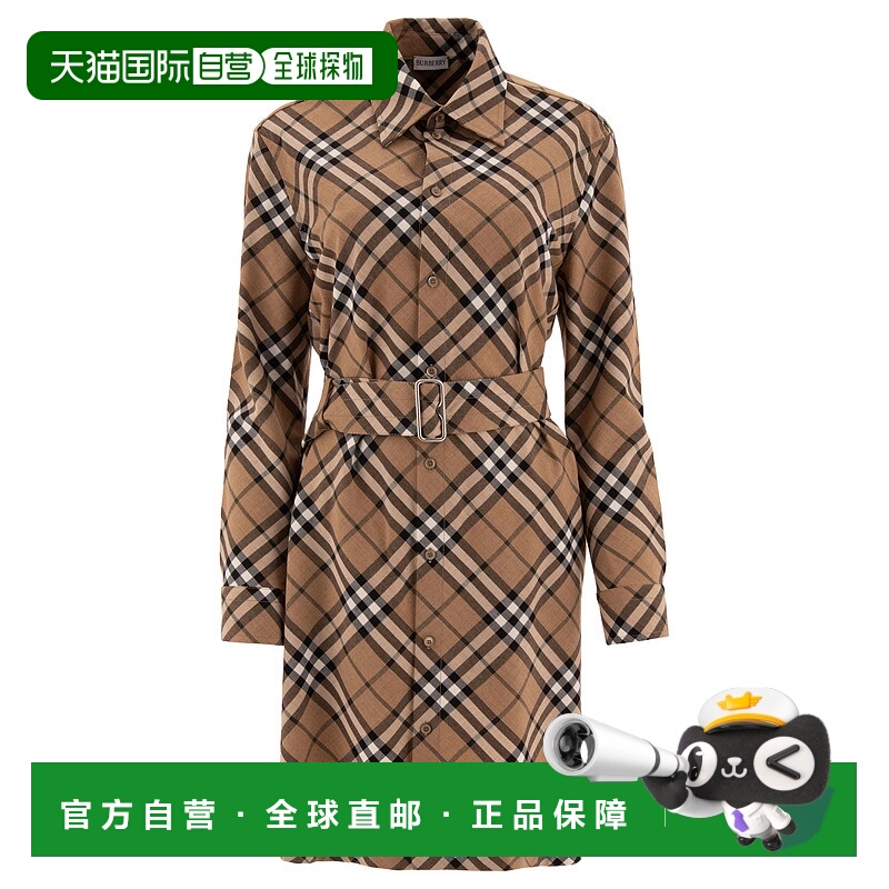 1h可退 BURBERRY 女士连衣裙 8095080 AW2025 棕色 Check Dress I