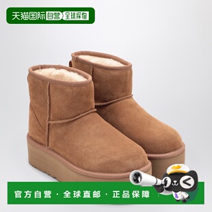 1h可退 潮奢 Ugg 女士 经典款迷你防水台栗色靴子 1134991雪地靴