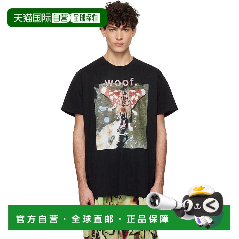 1h可退 潮奢 Collina Strada 男士 黑色印花 T 恤 XX3203