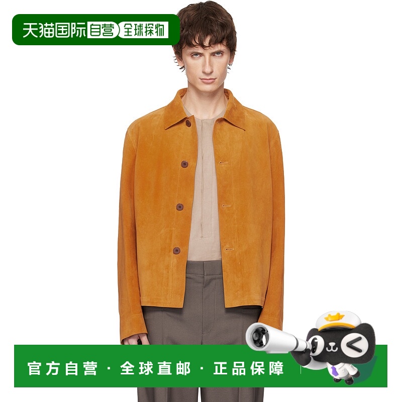 1h可退 潮奢 zegna 杰尼亚 男士 黄色皮革夹克 CFFCAA9FL31PG08