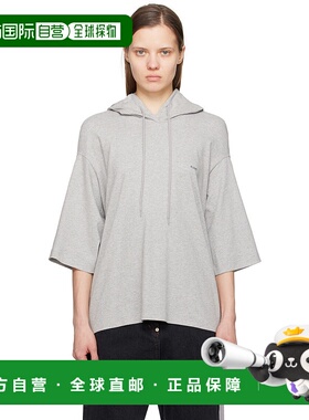 1h可退 潮奢 Pushbutton 女士 灰色 Square Half Sleeve 连帽衫 P