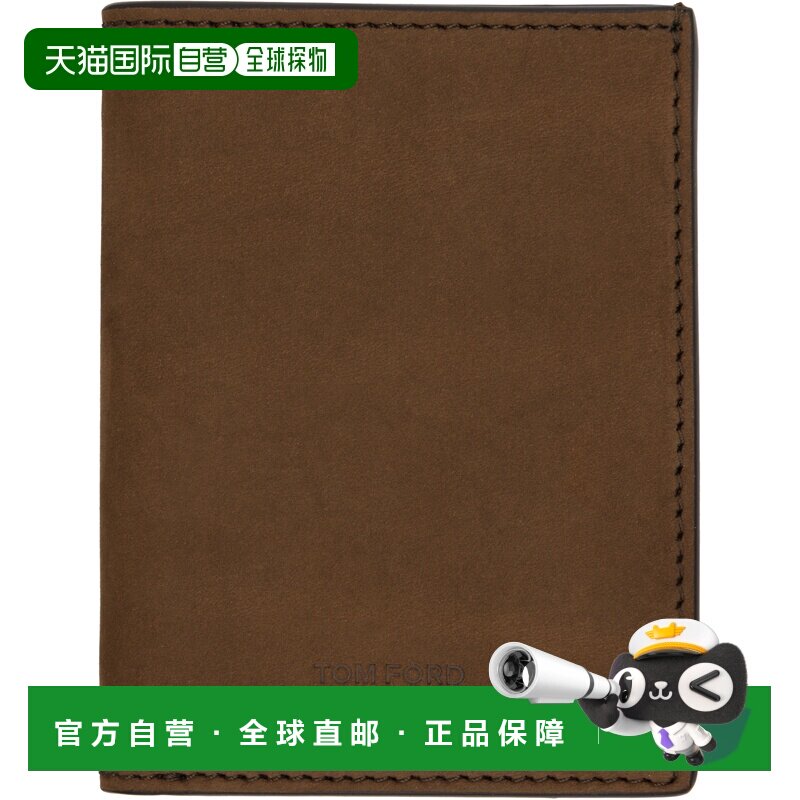 Tom Ford 汤姆 福特 男士 棕色 Nubuck T Line Folding 卡包 Y027