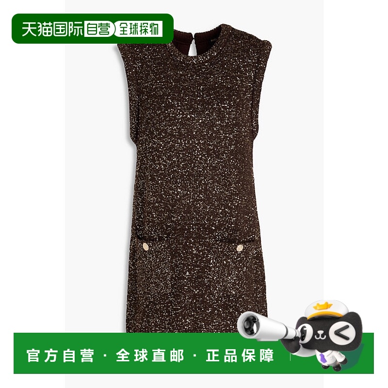 1h可退 潮奢 Maje 女士 珠片罗纹针织迷你连衣裙 MFPRO03690BROWN
