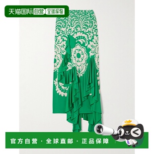 1h可退 潮奢 Etro 艾特罗 女士 荷叶边印花弹力卡迪中长半身裙 WR