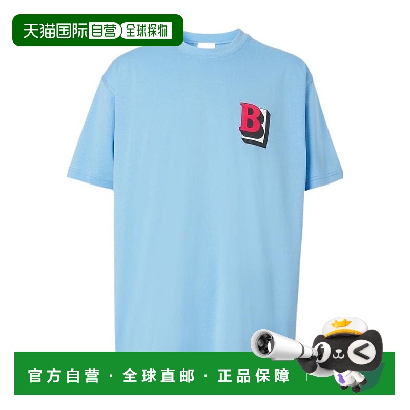 BURBERRY 男士T恤 80454941 SS2022 蓝色 字母图案T恤