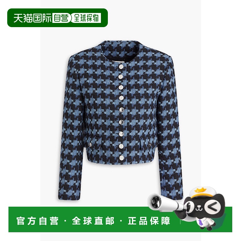 1h可退 潮奢 Sandro 女士 短款棉混纺花呢夹克 SFPVE00870BLEUNOI