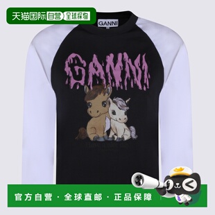 GANNI 女士T恤 A1050054252 SS2026 黑色 圆领长袖T恤