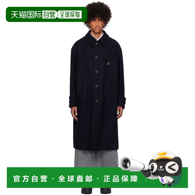 1h可退 潮奢 Wooyoungmi 吴阳米 男士 海军蓝 Balmacaan 大衣 W24