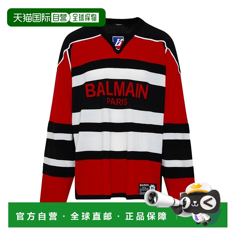 1h可退 BALMAIN 男士针织毛衣 YH1KB025KC60EBL SS2023 红色