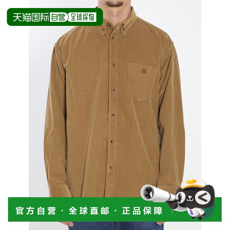 CELINE 男士衬衫 RC07O216TGCB1 AW2025 棕色 RELAXED SHIRT