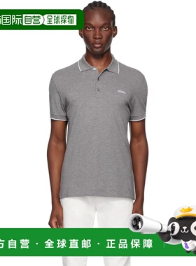 1h可退 潮奢 zegna 杰尼亚 男士 灰色 Stretch Cotton Polo 衫 E7