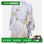 潮奢 ZIMMERMANN 女士 1h可退 Rebellion 印花亚麻迷你连衣裙