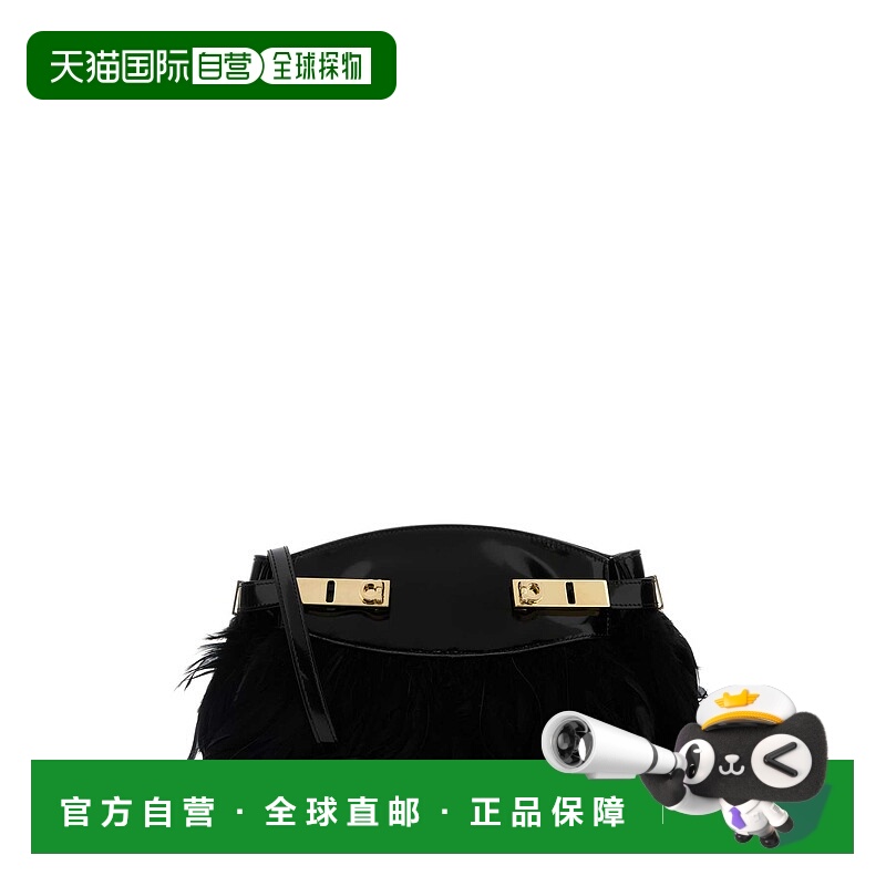 1h可退 潮奢 Salvatore Ferragamo 菲拉格慕 女士 Hug 黑色皮革羽