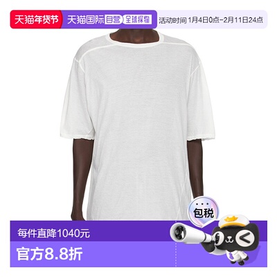 RICK OWENS 男士T恤 RU02E1232UC11 AW2025 白色 短袖 T 恤