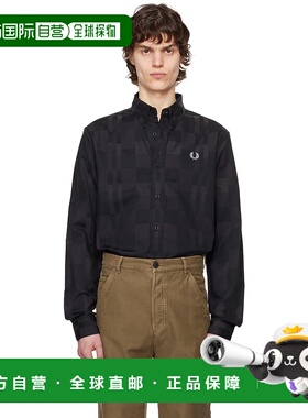 1h可退 潮奢 Fred Perry 弗莱德.派瑞 男士 黑色 Checkerboard 衬