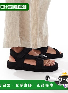 1h可退 潮奢 ASOS 男士 tech 设计凉鞋(黑色) black黑色 舒适时尚