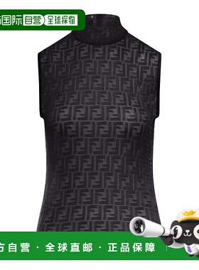 潮奢 Fendi 芬迪 女士 字母印花高領無袖上衣 FS9763AW8K半高领