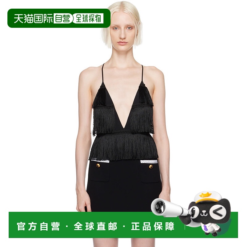 1h可退 潮奢 Moschino 莫斯奇诺 女士 黑色流苏连体衣 1101553385
