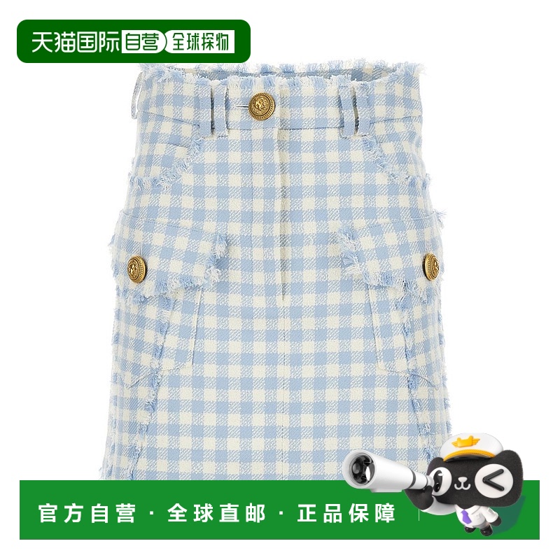 1小时内可退 BALMAIN 女士半身裙 CF1LA375CE70SLJ-14 SS2024 蓝