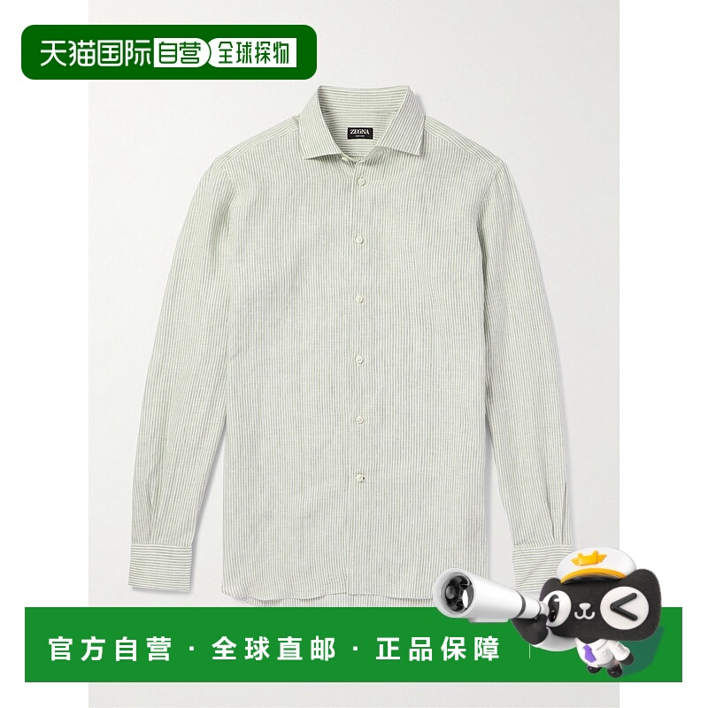 1h可退 潮奢 Zegna 杰尼亚 男士 Oasi 条纹亚麻衬衫 UDX27A7SRF7