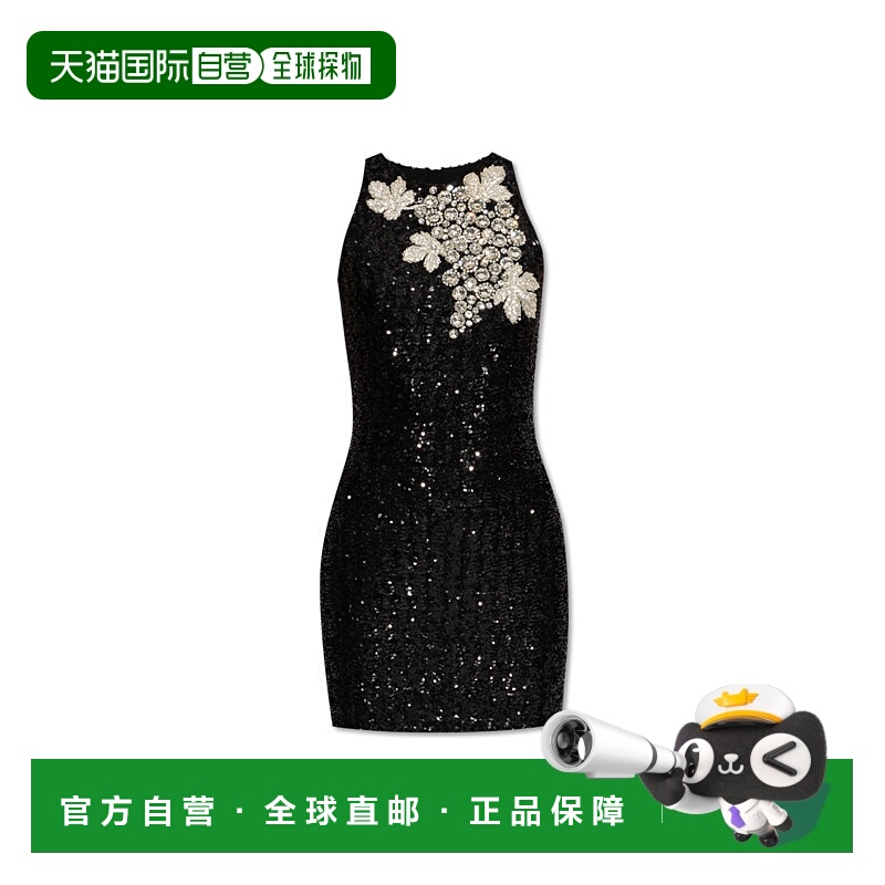 1h可退 BALMAIN 女士连衣裙 DF0R4041PC60EAW AW2024 黑色 无袖亮