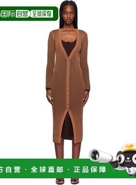 1h可退 潮奢 Staud 女士 黄褐色 & 黑色 Shoko 连衣裙 R25R2200VN