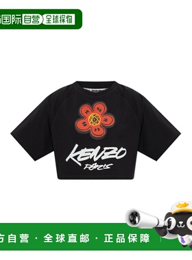 KENZO 女士T恤 FF62TS0514SG99J SS2025 黑色 CROPPED T-SHIRT 