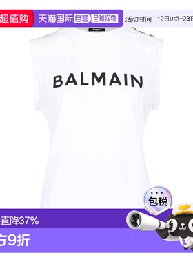 BALMAIN 女士T恤 AF1ED000BB02GAB SS2023 白色 T-shirt with log