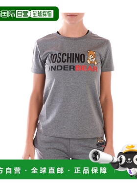 1h可退 MOSCHINO 女士衬衫 A19069002GREY SS2022 灰色 徽标印花T