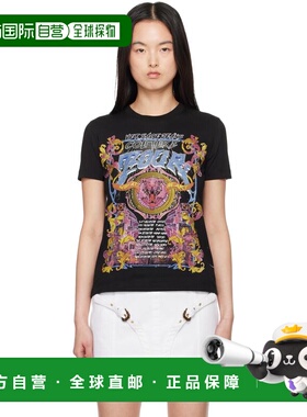 1h可退 潮奢 versace 范思哲 女士 黑色 Crystal Tour Logo T恤 E