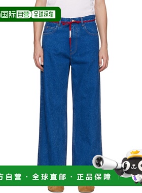 1h可退 潮奢 Marni 玛尼 男士 蓝色 Low Rise Red Belt 牛仔裤 PU